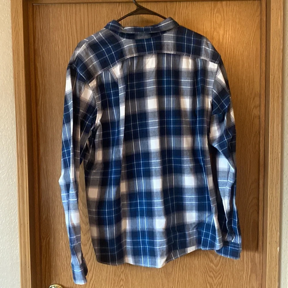 Eddie Bauer Blue Plaid Button Down - Picture 3 of 4